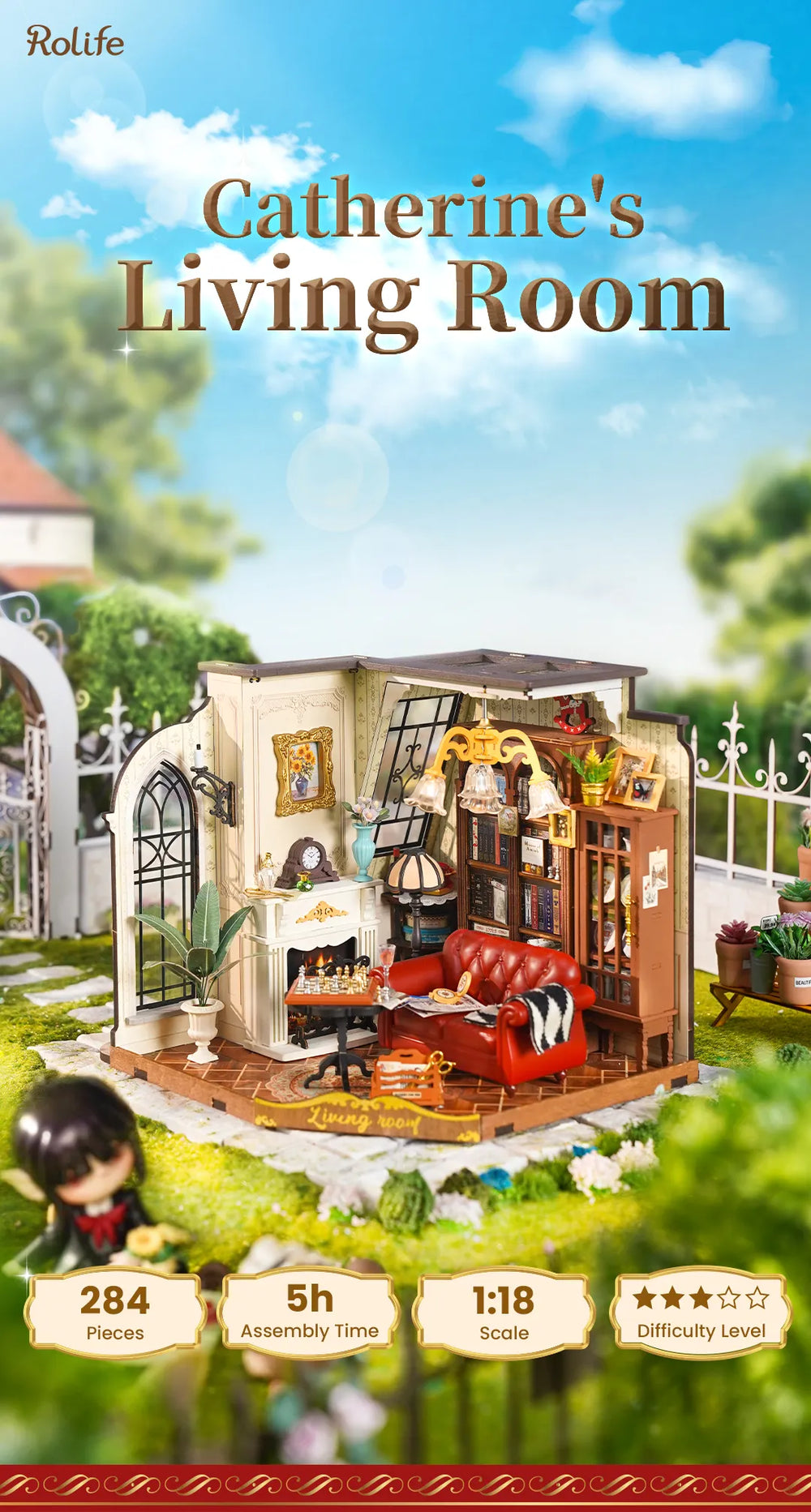 Rolife Catherine's Living Room DIY miniature house kit DG175
