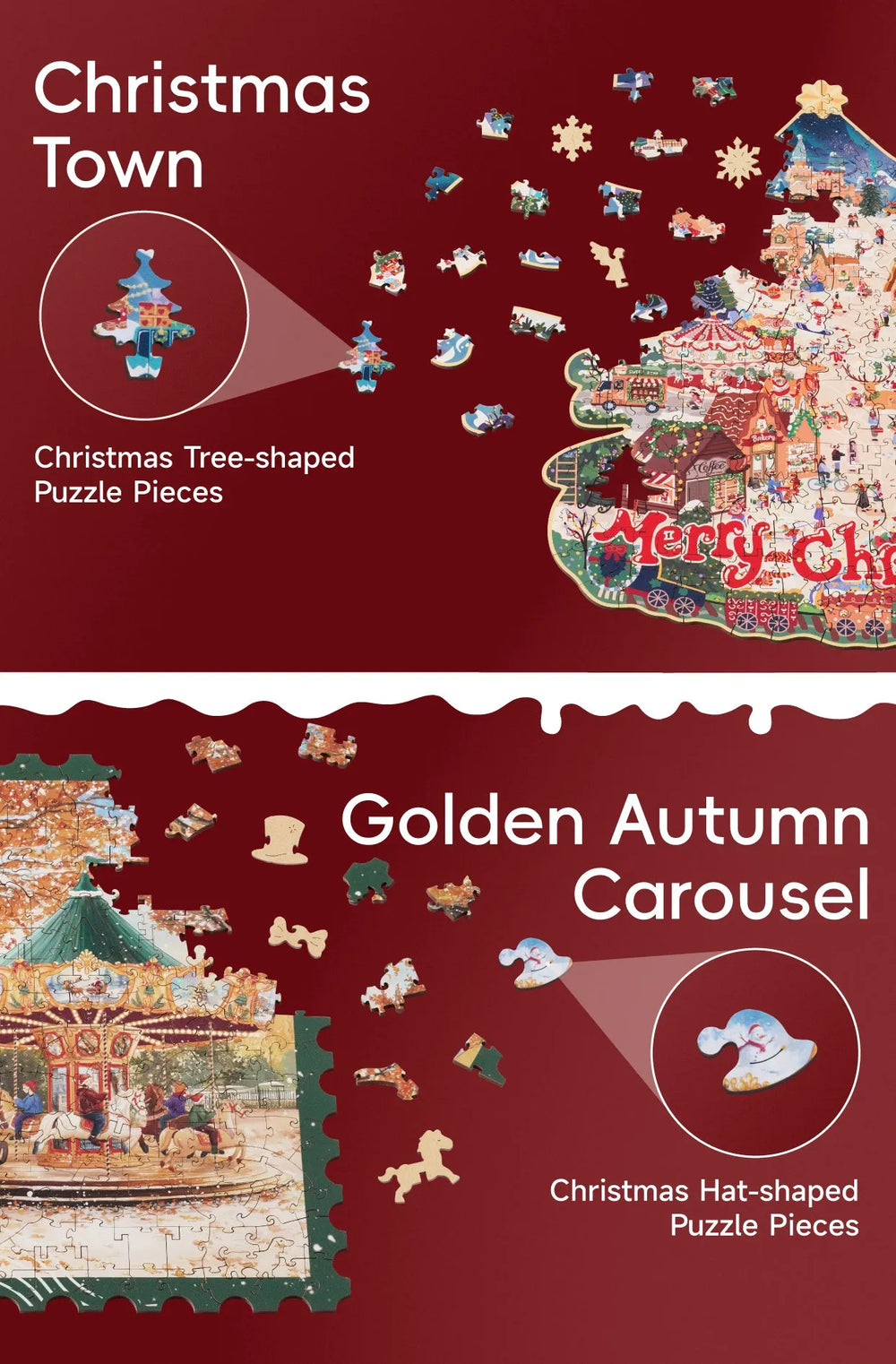 Golden Autumn Carousel wooden puzzle with special-shaped pieces
