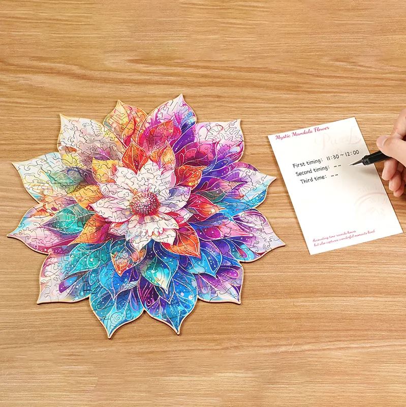 Rowood Mystic Mandala Flower puzzle with free postcard