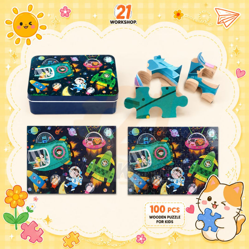 100pcs Kid's Metal Box Puzzle Puzzle Early Learning / Iron Box / Metal Case / Cartoon puzzle / Gift for kids
