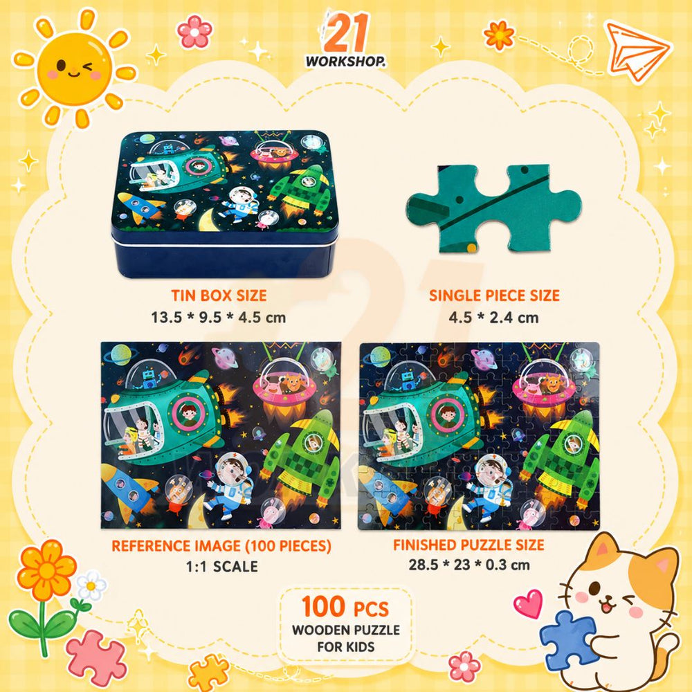 100pcs Kid's Metal Box Puzzle Puzzle Early Learning / Iron Box / Metal Case / Cartoon puzzle / Gift for kids