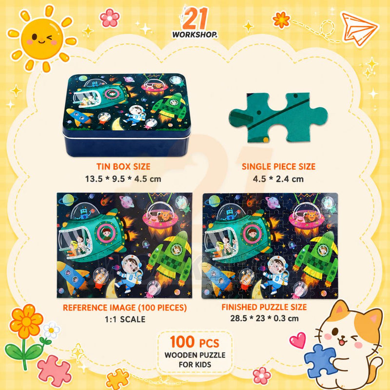 100pcs Kid's Metal Box Puzzle Puzzle Early Learning / Iron Box / Metal Case / Cartoon puzzle / Gift for kids