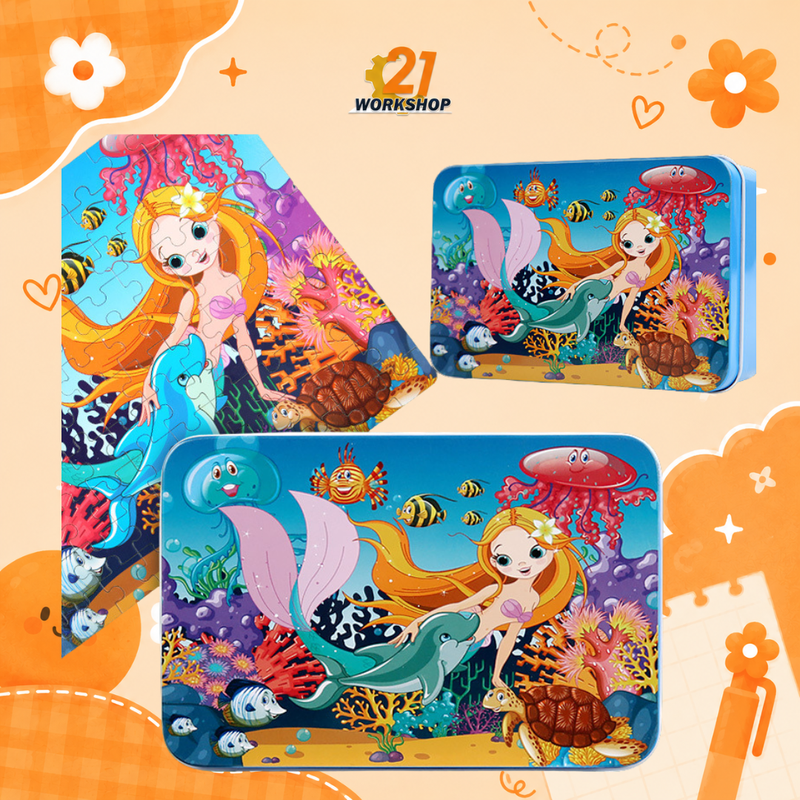 100pcs Kid's Metal Box Puzzle Puzzle Early Learning / Iron Box / Metal Case / Cartoon puzzle / Gift for kids