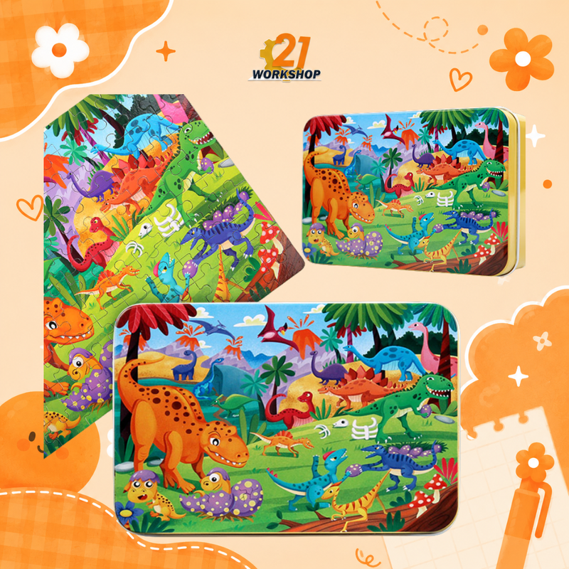 100pcs Kid's Metal Box Puzzle Puzzle Early Learning / Iron Box / Metal Case / Cartoon puzzle / Gift for kids