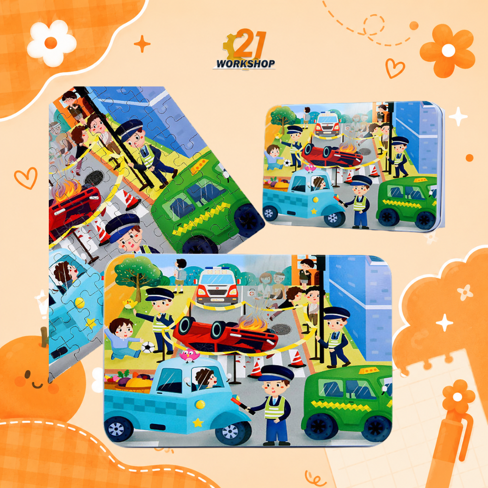 100pcs Kid's Metal Box Puzzle Puzzle Early Learning / Iron Box / Metal Case / Cartoon puzzle / Gift for kids