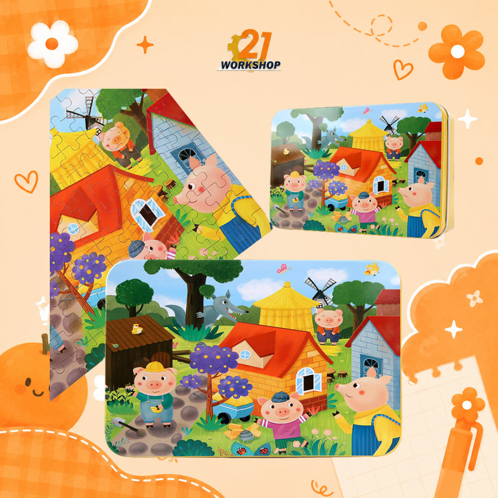 100pcs Kid's Metal Box Puzzle Puzzle Early Learning / Iron Box / Metal Case / Cartoon puzzle / Gift for kids