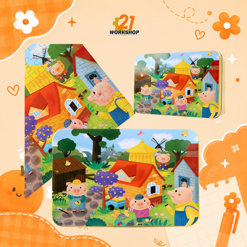 100pcs Kid's Metal Box Puzzle Puzzle Early Learning / Iron Box / Metal Case / Cartoon puzzle / Gift for kids