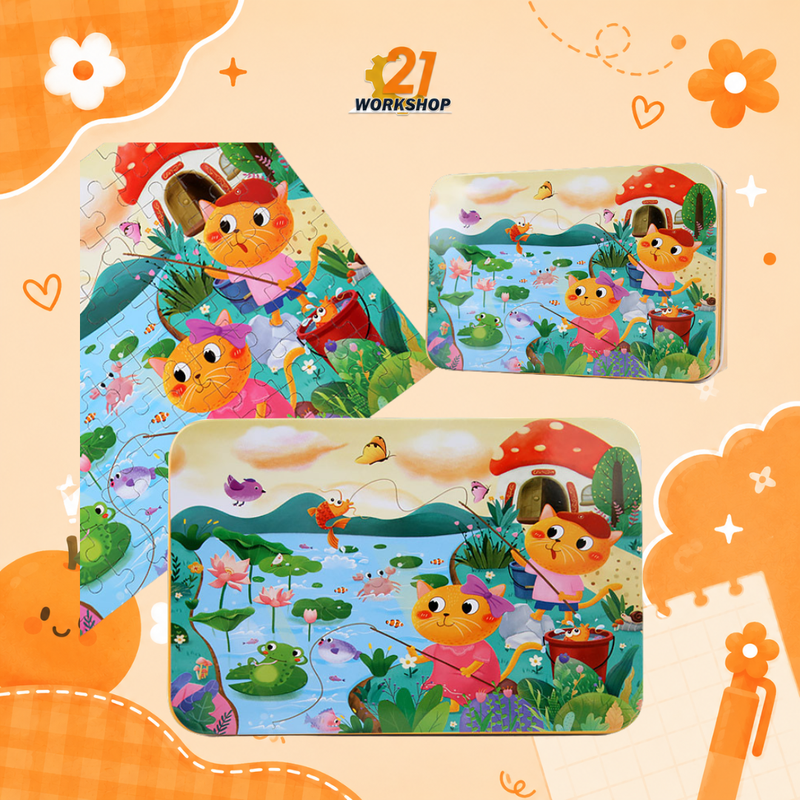 100pcs Kid's Metal Box Puzzle Puzzle Early Learning / Iron Box / Metal Case / Cartoon puzzle / Gift for kids