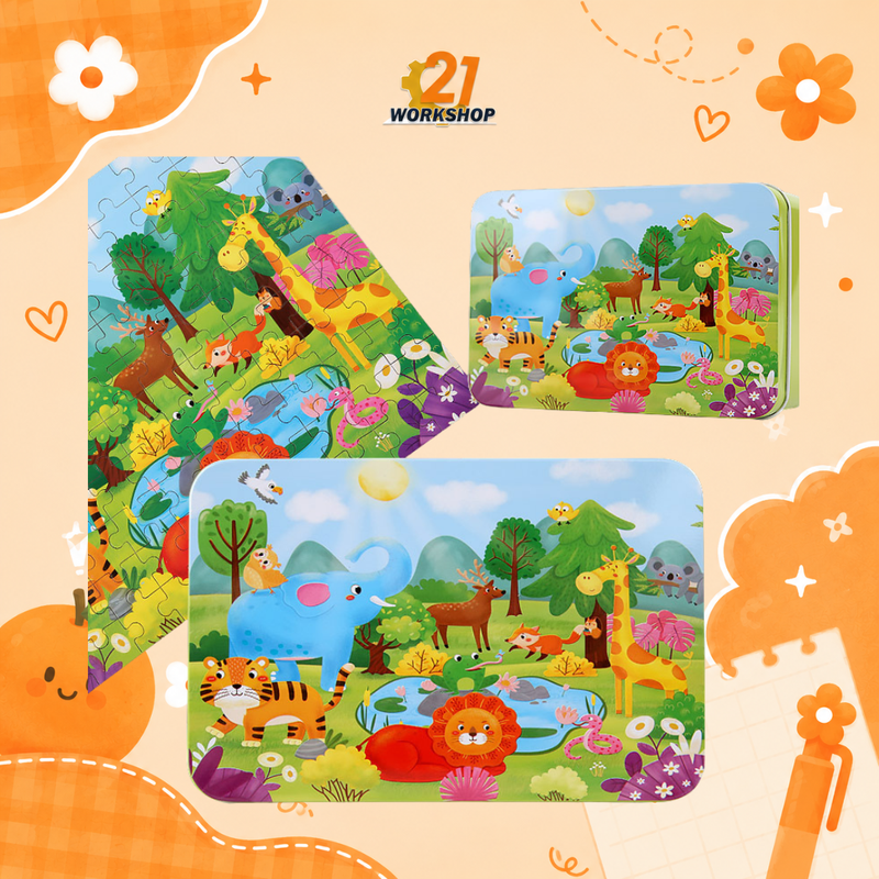 100pcs Kid's Metal Box Puzzle Puzzle Early Learning / Iron Box / Metal Case / Cartoon puzzle / Gift for kids