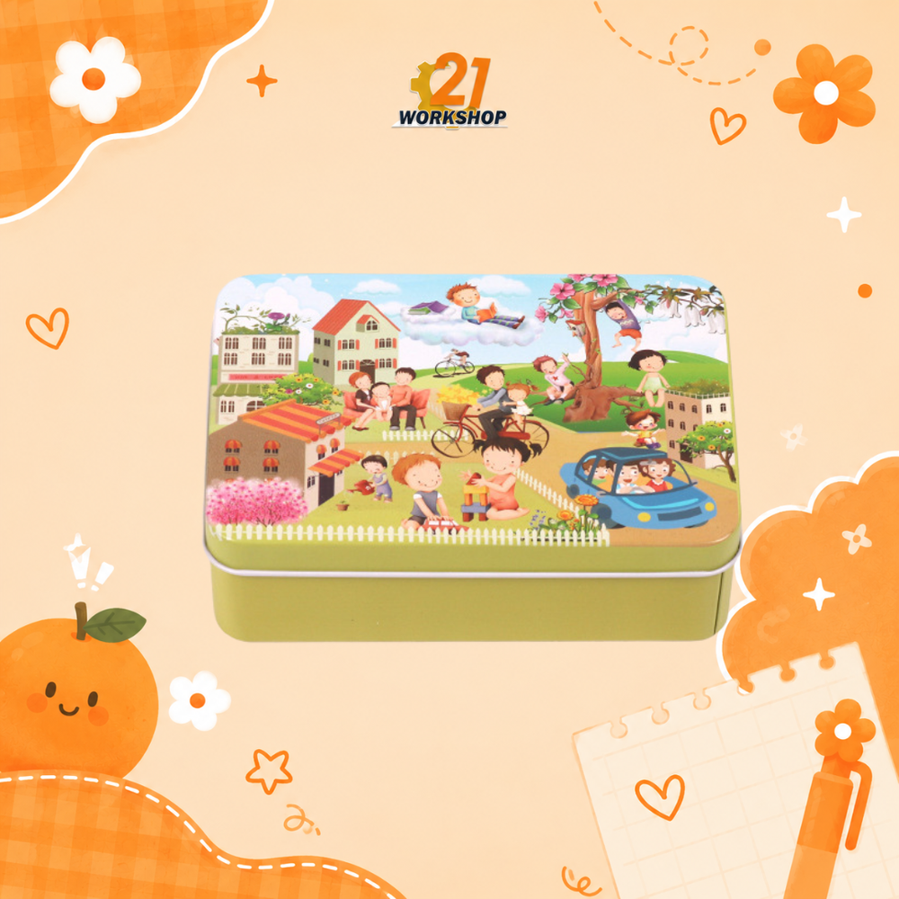 100pcs Kid's Metal Box Puzzle Puzzle Early Learning / Iron Box / Metal Case / Cartoon puzzle / Gift for kids