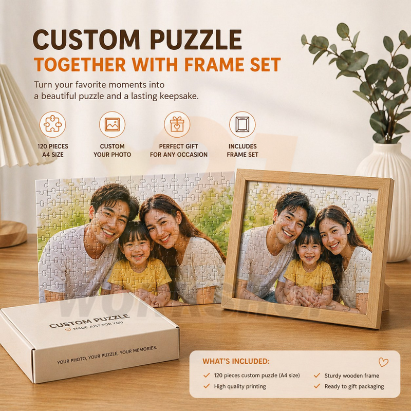 (SAME DAY SHIPPING) Custom Puzzle Printing DIY A4 120pcs Personalized Photo Puzzle Gift Couple Family Pet Design
