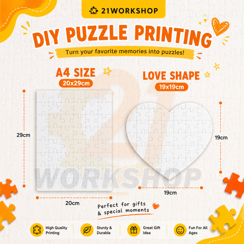 (SAME DAY SHIPPING) Custom Puzzle Printing DIY A4 120pcs Personalized Photo Puzzle Gift Couple Family Pet Design
