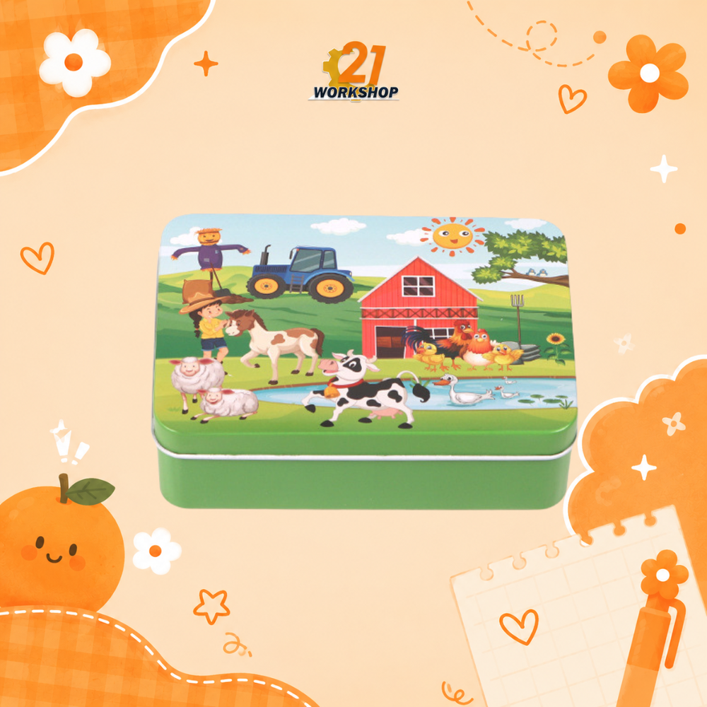 100pcs Kid's Metal Box Puzzle Puzzle Early Learning / Iron Box / Metal Case / Cartoon puzzle / Gift for kids