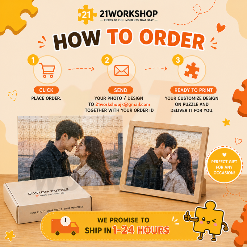 (SAME DAY SHIPPING) Custom Puzzle Printing DIY A4 120pcs Personalized Photo Puzzle Gift Couple Family Pet Design