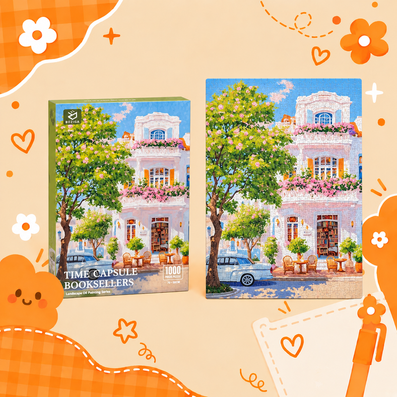 Blooming Bookstore 1000 piece landscape puzzle design