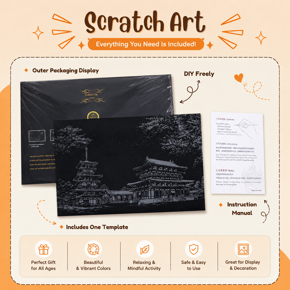 Colorful City DIY Hand Scratch Painting