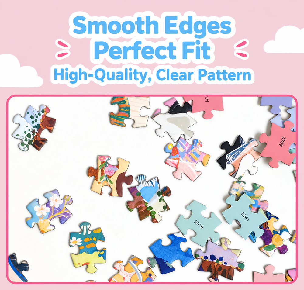Jigsaw puzzle pieces quality and thickness close-up