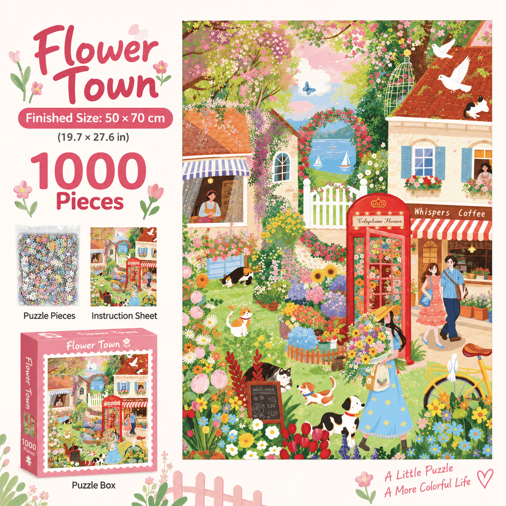 Floral Town colourful scenery puzzle