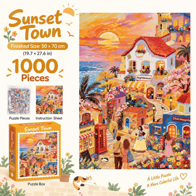 Sunset Town colourful scenery puzzle