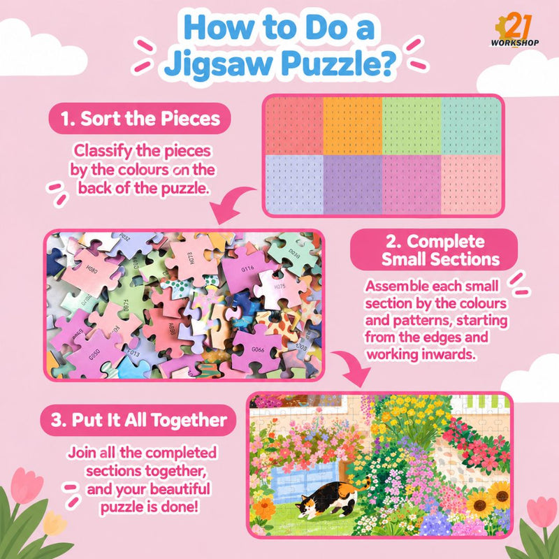 Puzzle back with colour-coded section markings for easy sorting