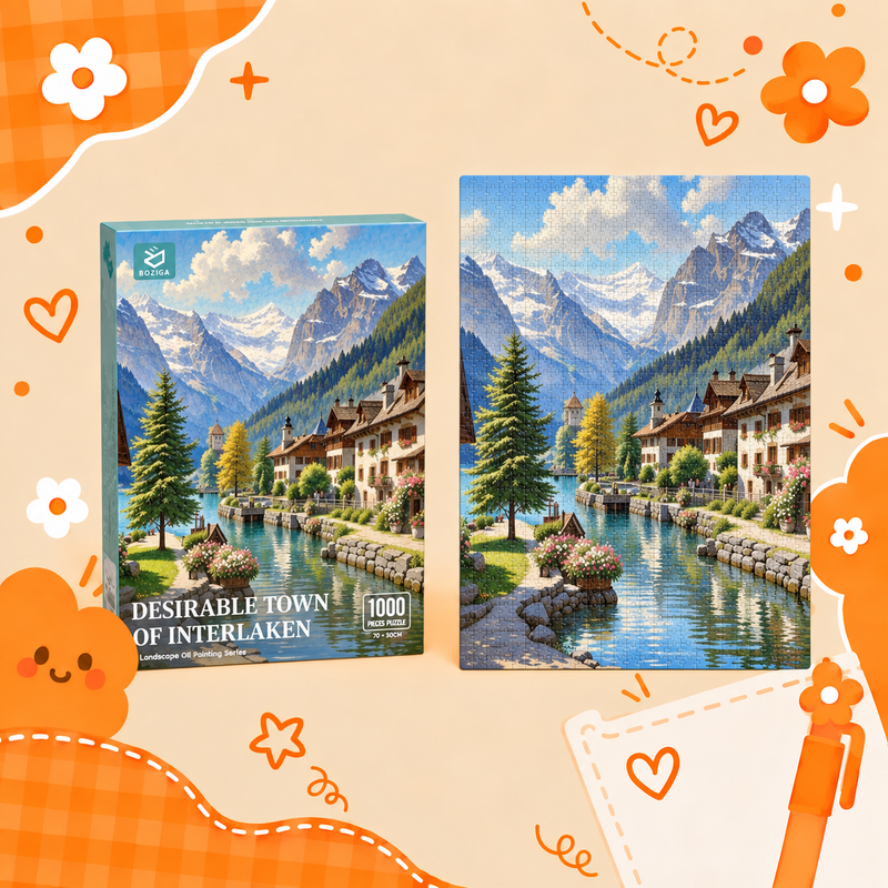 Interlaken Village scenery puzzle design