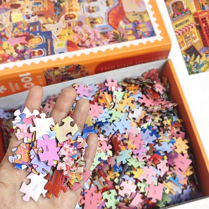 Jigsaw puzzle pieces quality and thickness close-up
