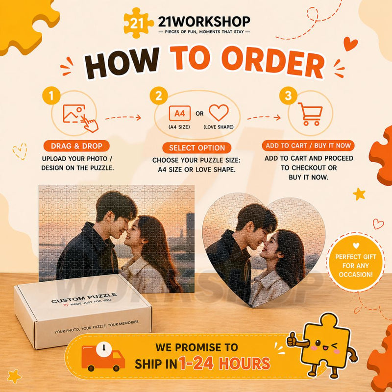 How to order a custom photo puzzle - upload photo, print, ship