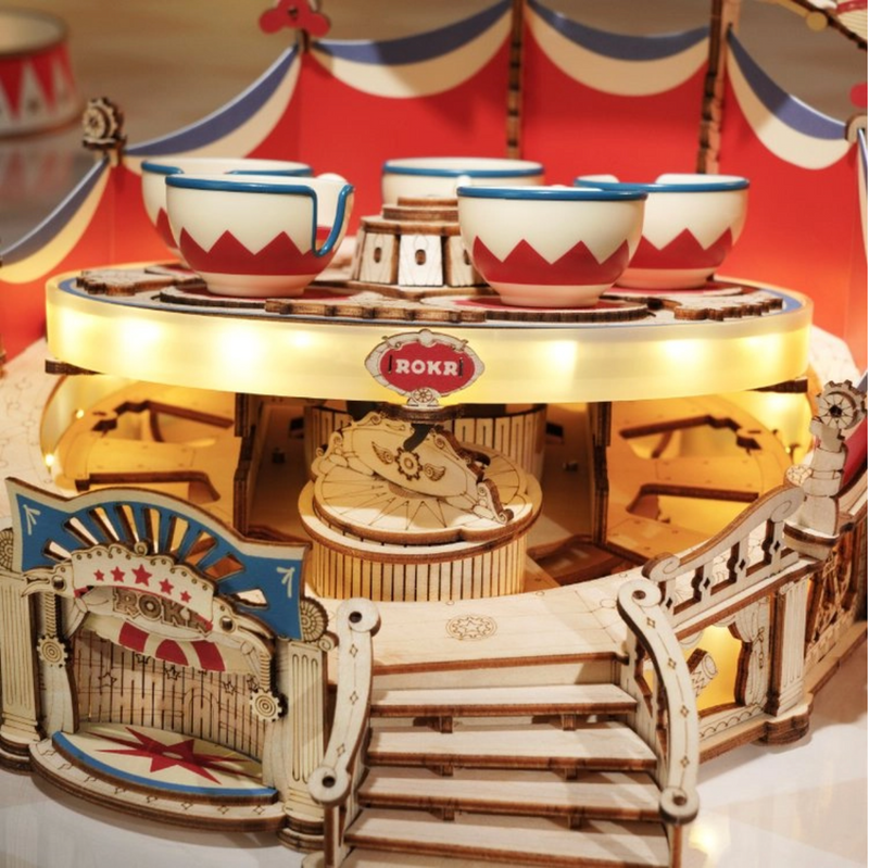 ROKR Tilt-A-Whirl DIY Music Box 3D Wooden Puzzle EA04
