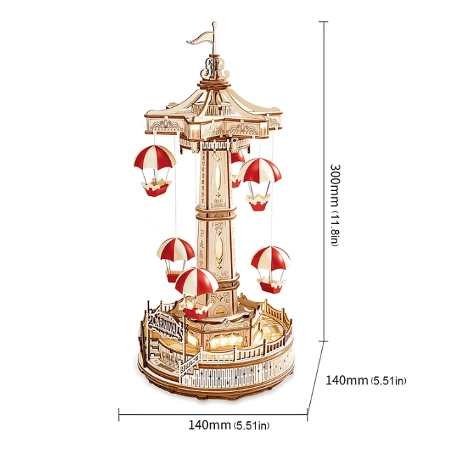 ROKR Parachute Tower DIY Music Box 3D Wooden Puzzle EA01