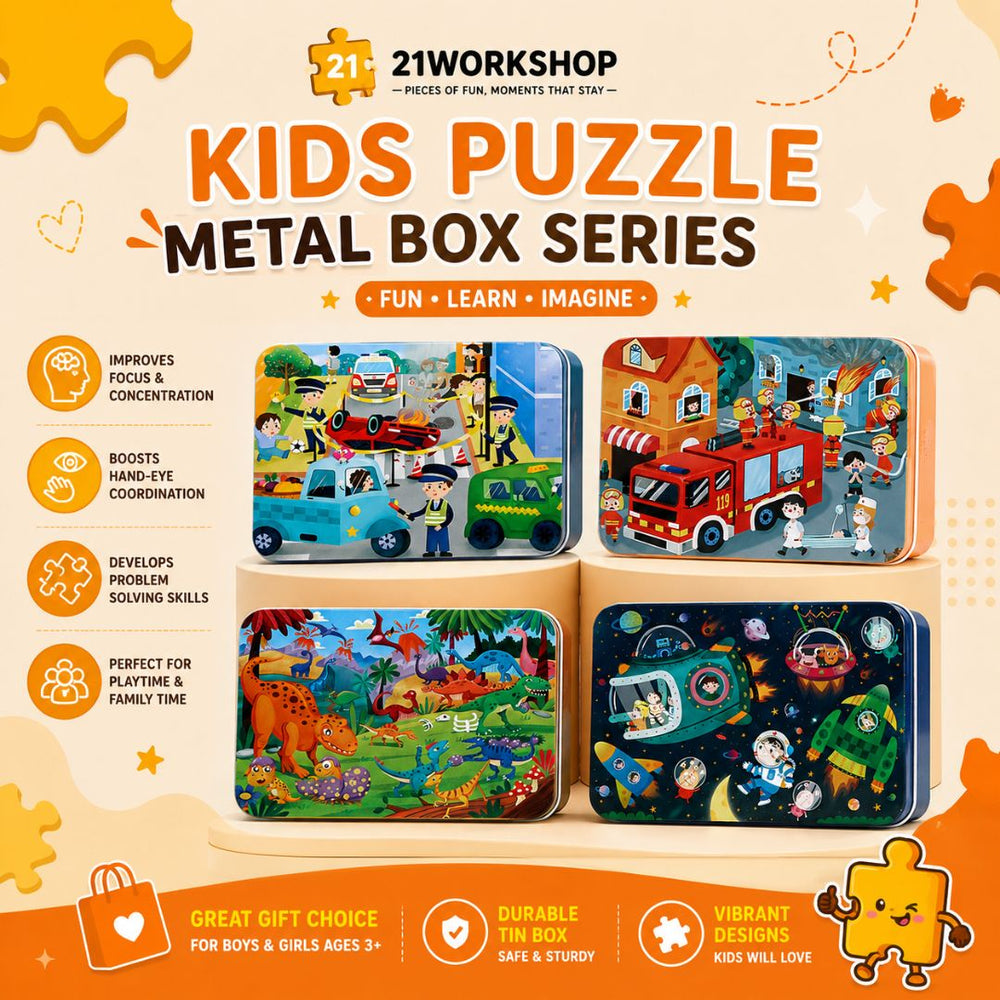 100pcs Kid's Metal Box Puzzle Puzzle Early Learning / Iron Box / Metal Case / Cartoon puzzle / Gift for kids